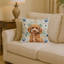 Load image into Gallery viewer, Miniature Apricot Poodle Coastal Sea Glass Throw Pillow