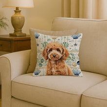 Load image into Gallery viewer, Miniature Apricot Poodle Coastal Sea Glass Throw Pillow