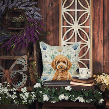 Load image into Gallery viewer, Miniature Apricot Poodle Coastal Sea Glass Throw Pillow