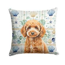 Load image into Gallery viewer, Miniature Apricot Poodle Coastal Sea Glass Throw Pillow