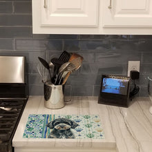 Load image into Gallery viewer, Miniature Black Poodle Coastal Sea Glass Glass Cutting Board