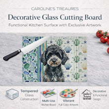 Load image into Gallery viewer, Miniature Black Poodle Coastal Sea Glass Glass Cutting Board