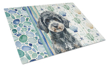Load image into Gallery viewer, Miniature Black Poodle Coastal Sea Glass Glass Cutting Board