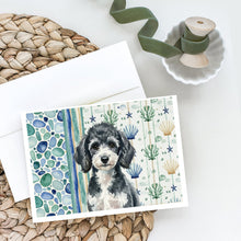 Load image into Gallery viewer, Miniature Parti Poodle Coastal Sea Glass Greeting Cards Pack of 8