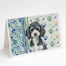 Load image into Gallery viewer, Miniature Parti Poodle Coastal Sea Glass Greeting Cards Pack of 8