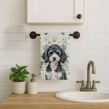 Load image into Gallery viewer, Miniature Parti Poodle Coastal Sea Glass Kitchen Towel