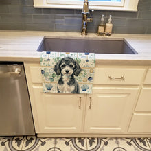 Load image into Gallery viewer, Miniature Parti Poodle Coastal Sea Glass Kitchen Towel