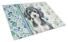 Load image into Gallery viewer, Miniature Parti Poodle Coastal Sea Glass Glass Cutting Board