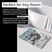 Load image into Gallery viewer, Miniature Parti Poodle Coastal Sea Glass Memory Foam Kitchen Mat