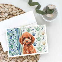 Load image into Gallery viewer, Miniature Red Poodle Coastal Sea Glass Greeting Cards Pack of 8