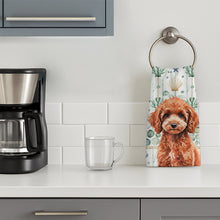 Load image into Gallery viewer, Miniature Red Poodle Coastal Sea Glass Kitchen Towel