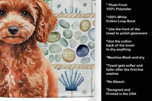 Load image into Gallery viewer, Miniature Red Poodle Coastal Sea Glass Kitchen Towel