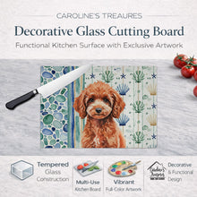 Load image into Gallery viewer, Miniature Red Poodle Coastal Sea Glass Glass Cutting Board