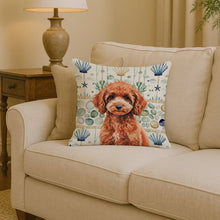 Load image into Gallery viewer, Miniature Red Poodle Coastal Sea Glass Throw Pillow