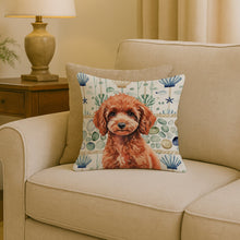 Load image into Gallery viewer, Miniature Red Poodle Coastal Sea Glass Throw Pillow