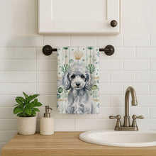 Load image into Gallery viewer, Miniature Silver Poodle Coastal Sea Glass Kitchen Towel