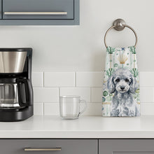 Load image into Gallery viewer, Miniature Silver Poodle Coastal Sea Glass Kitchen Towel