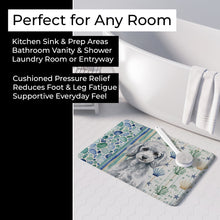 Load image into Gallery viewer, Miniature Silver Poodle Coastal Sea Glass Memory Foam Kitchen Mat