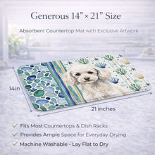 Load image into Gallery viewer, Miniature White Poodle Coastal Sea Glass Dish Drying Mat