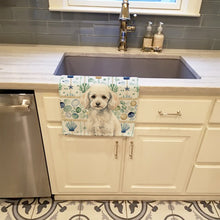 Load image into Gallery viewer, Miniature White Poodle Coastal Sea Glass Kitchen Towel