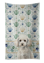 Load image into Gallery viewer, Miniature White Poodle Coastal Sea Glass Kitchen Towel