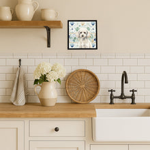 Load image into Gallery viewer, Miniature White Poodle Coastal Sea Glass Framed Metal Print