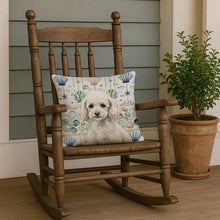 Load image into Gallery viewer, Miniature White Poodle Coastal Sea Glass Throw Pillow