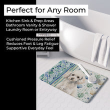 Load image into Gallery viewer, Miniature White Poodle Coastal Sea Glass Memory Foam Kitchen Mat