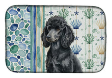 Load image into Gallery viewer, Standard Black Poodle Coastal Sea Glass Dish Drying Mat