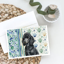 Load image into Gallery viewer, Standard Black Poodle Coastal Sea Glass Greeting Cards Pack of 8