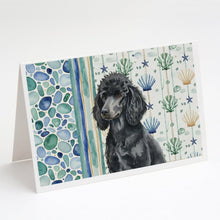 Load image into Gallery viewer, Standard Black Poodle Coastal Sea Glass Greeting Cards Pack of 8