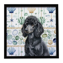 Load image into Gallery viewer, Standard Black Poodle Coastal Sea Glass Framed Metal Print
