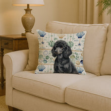 Load image into Gallery viewer, Standard Black Poodle Coastal Sea Glass Throw Pillow
