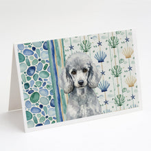 Load image into Gallery viewer, Standard Silver Poodle Coastal Sea Glass Greeting Cards Pack of 8