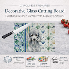 Load image into Gallery viewer, Standard Silver Poodle Coastal Sea Glass Glass Cutting Board