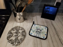 Load image into Gallery viewer, Standard Silver Poodle Coastal Sea Glass Pair of Pot Holders