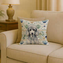 Load image into Gallery viewer, Standard Silver Poodle Coastal Sea Glass Throw Pillow