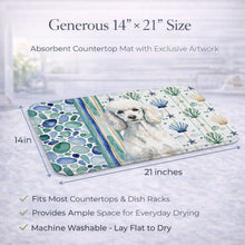Load image into Gallery viewer, Standard White Poodle Coastal Sea Glass Dish Drying Mat