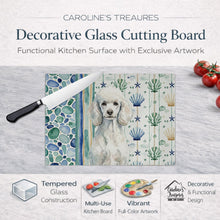 Load image into Gallery viewer, Standard White Poodle Coastal Sea Glass Glass Cutting Board