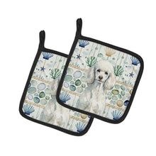 Load image into Gallery viewer, Standard White Poodle Coastal Sea Glass Pair of Pot Holders