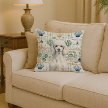 Load image into Gallery viewer, Standard White Poodle Coastal Sea Glass Throw Pillow