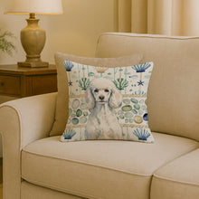 Load image into Gallery viewer, Standard White Poodle Coastal Sea Glass Throw Pillow