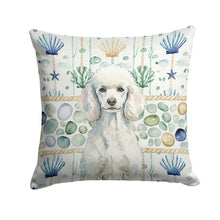 Load image into Gallery viewer, Standard White Poodle Coastal Sea Glass Throw Pillow