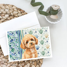 Load image into Gallery viewer, Toy Apricot Poodle Coastal Sea Glass Greeting Cards Pack of 8