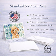 Load image into Gallery viewer, Toy Apricot Poodle Coastal Sea Glass Greeting Cards Pack of 8