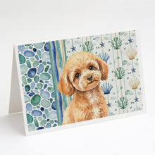 Load image into Gallery viewer, Toy Apricot Poodle Coastal Sea Glass Greeting Cards Pack of 8