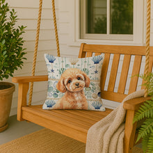 Load image into Gallery viewer, Toy Apricot Poodle Coastal Sea Glass Throw Pillow