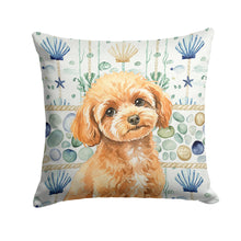 Load image into Gallery viewer, Toy Apricot Poodle Coastal Sea Glass Throw Pillow