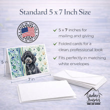 Load image into Gallery viewer, Toy Black Poodle Coastal Sea Glass Greeting Cards Pack of 8