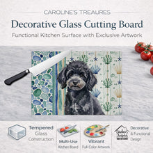 Load image into Gallery viewer, Toy Black Poodle Coastal Sea Glass Glass Cutting Board